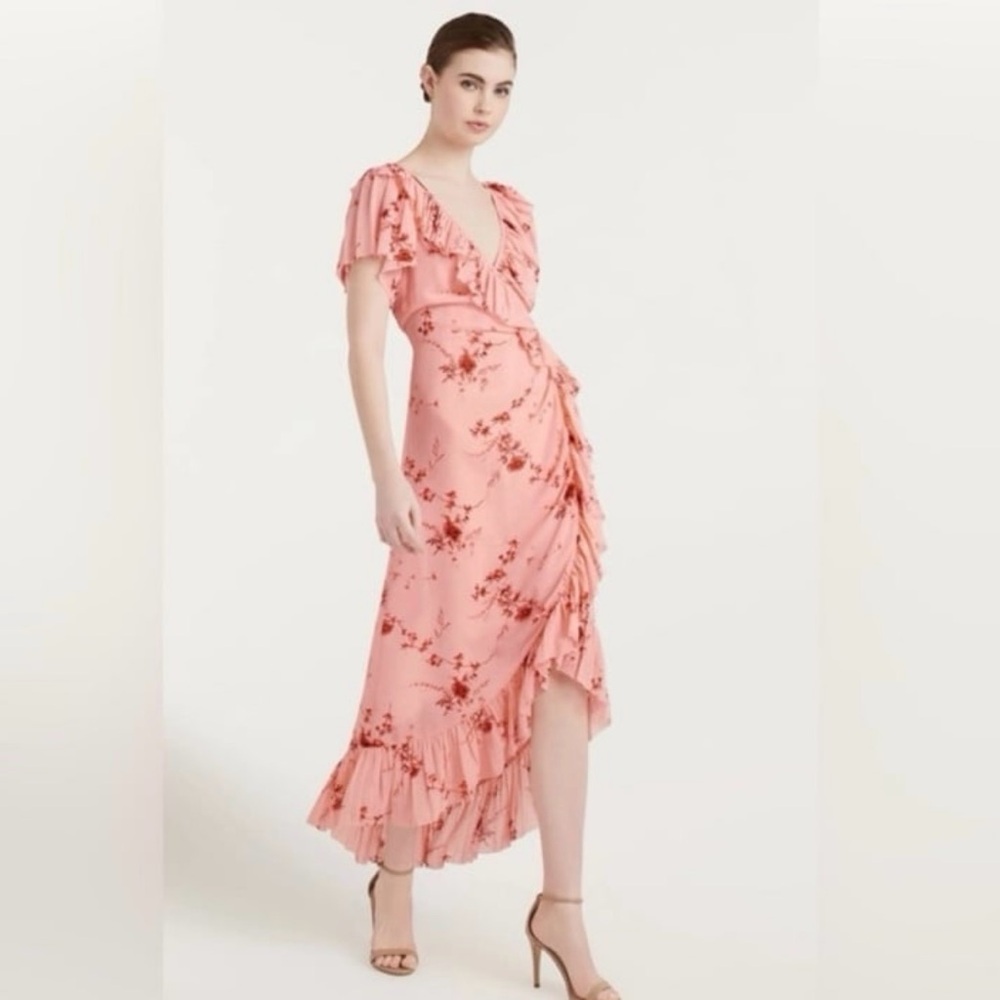 Cinq à Sept Pink Floral High Low Dress